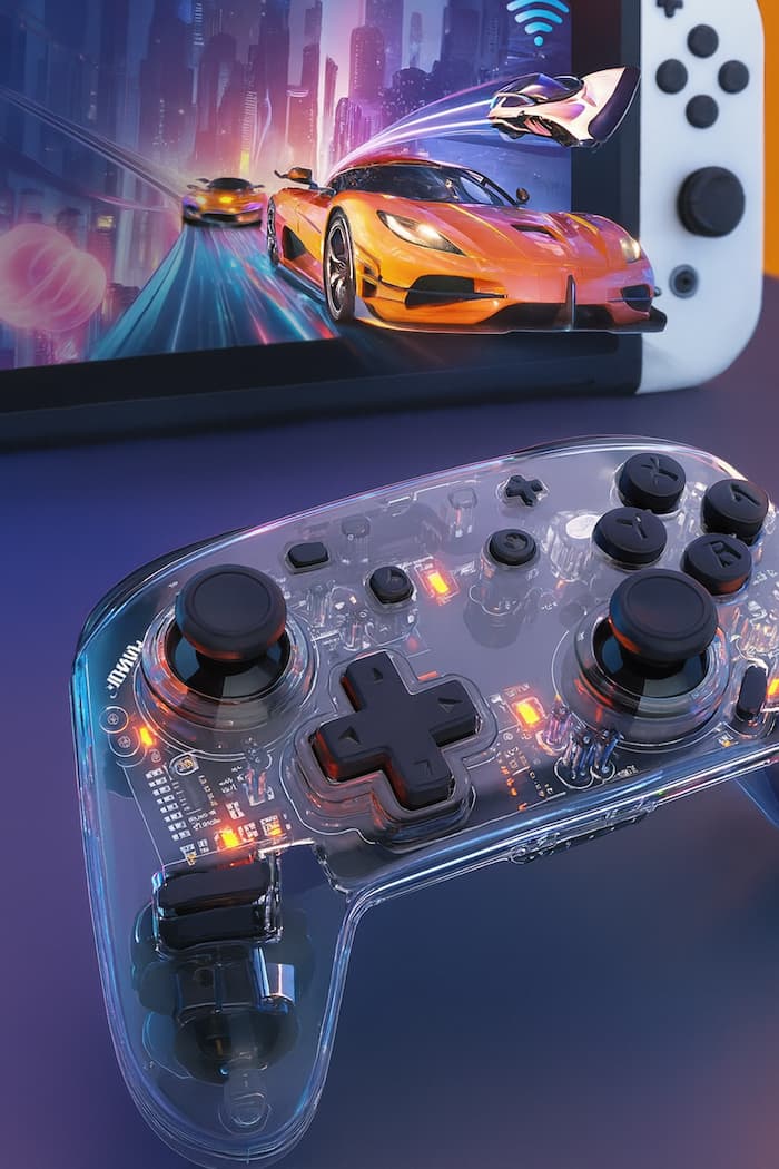 조명이 들어온 게이밍 기기와 컨트롤러